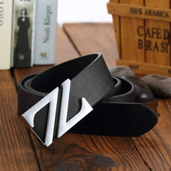 SYGA Men's Leather Belt Stylist Belt Casual Pants Belt Double 7 Number Buckle Belt Men (Black)