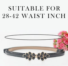 SYGA Women Leather Belt Thin Skinny Metal Buckle Waistband 22-36 Waist Belt Dress Accessories