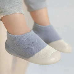 MOMISY Anti-Skid leather soled 2 Color Shoe Socks for Baby Boys and Baby Girls-12 to 24 months, Medium (Blue, 12-24 Months)