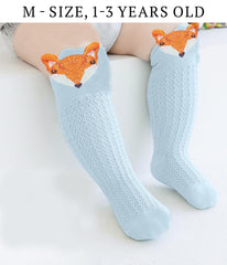 SYGA Baby Socks Boneless Over-The-Knee Thigh Socks Anti-Mosquito Long-Leg Walking Knitted Socks Suitable For 0-1 Years Old (White Elephant, Size S)