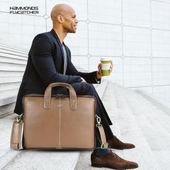 HAMMONDS FLYCATCHER Men Genuine Leather Office Bag - Laptop Bag - Padded Laptop Compartment, Fits 14 Inch Laptop - Adjustable Strap, 1 Year Warranty - Office, Travel, Daily Use - Brushwood, Brown