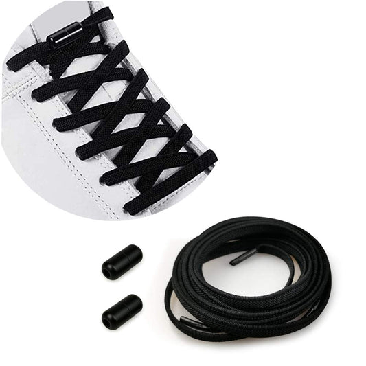 MOMISY No Tie Elastic Shoelaces, Semicircle Shoe Laces For Kids and Adult, Sneakers Shoelace Locks Laces Shoe Strings, Black