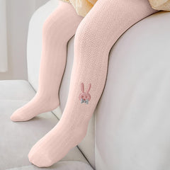 SYGA Girls Stockings, Mesh Cotton Pantyhose, Rabbit Design, Mosquito-Proof, Summer Leggings, Size XS 6-12 Months(Purple)