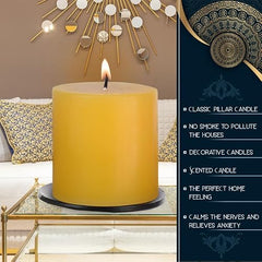 Pure Source India Paraffin Wax Scented Pillar Candles for Home Decor Smokeless & Dripless Candle (Rose - Red) Set of 3.