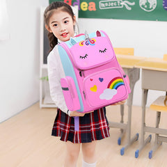 SYGA Kids, Lightweight Schoolbag, Breathable, waterproof, Cute Unicorn Design Backpack for Primary School Student (Pink)