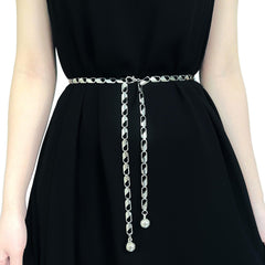 SYGA Metal Hook Adjustable Waist Chain Women's Fashion Versatile Decorative Dress Personalized Chain Waist Slim Belt(Silver)