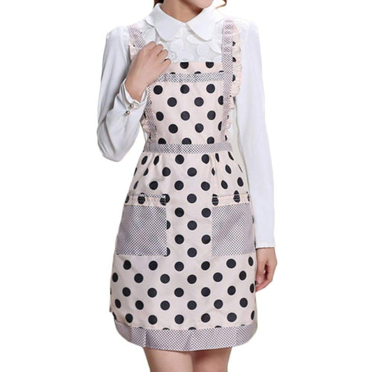 SYGA Black Dotted Design Waterproof Stylish Polyester Fiber Women Apron