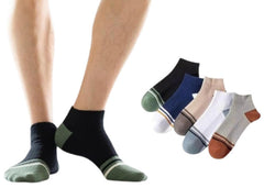 MOMISY Men's Premium Cotton Cushion Ankle length Socks, (Multicolor) Pack of 5 (Free Size) (2 Color)