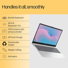 HP 15 Laptop, AMD Ryzen 7 7730U (16GB DDR4,512GB SSD) Anti-Glare, Micro-Edge,15.6''/39.6cm, FHD, Win11, M365 Basic(1yr),Office Home24,Silver,1.59kg,FHD Camera w/Privacy Shutter, Backlit KB, fc0390AU