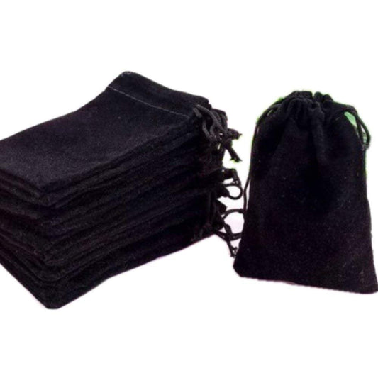 SYGA Velvet Cloth Jewelry Pouch/Drawstring Bag (Black) - Set of 10