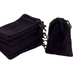 SYGA Velvet Cloth Jewelry Pouch/Drawstring Bag (Black) - Set of 10