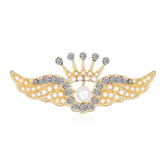 SYGA Brooch Pin Fashion Crystal Rhinestone Jewellery Pin Vintage Clothing Accessories Decoration Angel Wings Crown Style Brooches For Men's And Women- S258