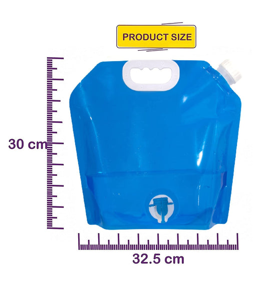 Syga 5 Liters Portable Collapsible Water Storage Tank With Valve Water Container Water Carrier Lifting Bag Camping Hiking Survival Kit Tool, Blue - Plastic