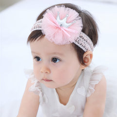 SYGA Baby Headbands Soft Flower Crown Bow Strechable Hairbands Newborn Infant Toddlers Kids 0-3 Years (Crown Yarn Flower)