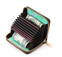 SYGA Card Bag Multi-Card Business Card Bag Zipper Coin Purse Card Holder Supports(Star-Brwon-Style-3)