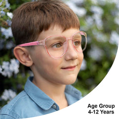 SYGA Children's Lightweight Anti-Blue Light Glasses Round Frame Comfortable Kids For Age 4-12Years old(Transparent orange frame orange legs)