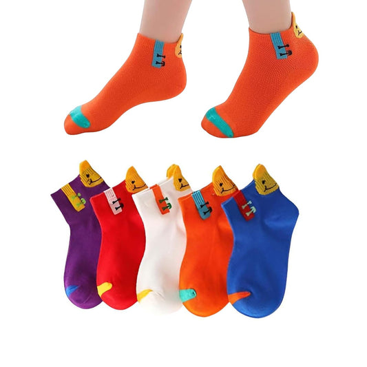 MOMISY 5 Pairs Baby Kids Girl Boys Tube Socks Toddlers Comfortable Ankel Length gifts (HappySmile, 3 to 5 year)