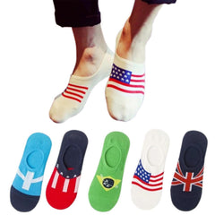 MOMISY Unisex Cotton Invisible No show Cotton Loafer Adult Socks for men & Women (Multi-colour Pack of 5)-Free Size (Flag)