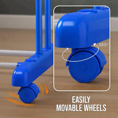 STANSY 3-Tier Heavy Duty Cloth Drying Stand with Wheels, Foldable Laundry Dryer Rack, Stainless Steel Drying Stand for Home, Balcony, Indoor Use, Blue