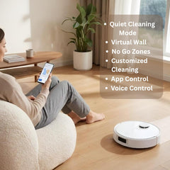 EZYLIFE Flow 300 Robot Vacuum 2025 New Launch| 8000Pa Suction | Auto Mop Wash & Hot Air Dry | Anti Tangle Brush 4..0 | Multi Floor Mapping | 10mm Mop Lift for Carpet | 3500+ sq ft