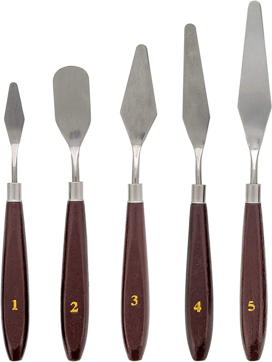 SYGA Stainless Steel Palette Knife Set, Spatulas & Painting Knives for All Oil or Acrylic Painting & Color Mixing, 3-D Printer Removal Tool - 5 Pcs