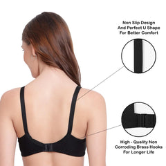 MOMISY Maternity Nursing Bra for Women | Non-Padded Cotton Blend | Wire-Free V-Neck Feeding Bra (Size 36 Black)