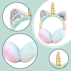 SYGA Winter Fashion Lovely Unicorn Horn Gold Earmuffs Plush Ear Cold protection Suitable for 10 Years above