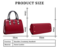 SYGA Leather Hand-Held Crocodile Pattern Women's Bag Single-Slant Handbag(BURGUNDY)