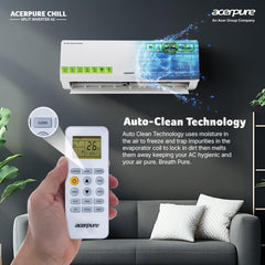 Acerpure Chill Inverter Split Air Conditioner 1.5 ton 3 star, 4 in 1 convertible design, Anti-virus Filter, Blue Fin Technology Air Conditioner (White)