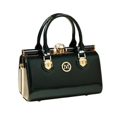 SYGA Women's Elegant Patent Leather Handbag | Rhinestone Clip Shoulder & Messenger Bag | Luxury Glossy Finish Purse
