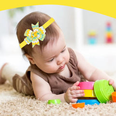 SYGA 3 Pcs Baby Headband Naylon Bow Stretchable Hairband Suitable for Newborn Infant Toddler Kids 0-3 Year (Grey)