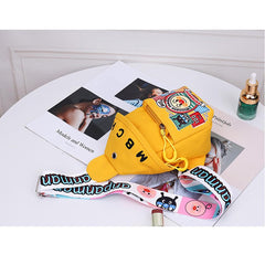 SYGA Celebrity Cartoon Canvas Small Bag Girl Children's Bag Shoulder Messenger Bag Chest Bag(Yellow)