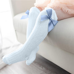 SYGA Baby Girls Mesh Nylon Bow Socks Suitable for Ages 0-3 Years(White)