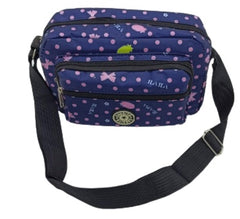 MOMISY Women Mobile Messenger Bag Ladies Nylon Shoulder Cross Body Long Strap for College, Outing, Travelling, Work (Medium, BluePinkPolka)