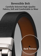 SYGA Men's PU Leather Belt, Casual Grain Pattern, 122 cm Length, 3.3 cm Width (Black + Brown)