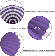 SYGA 6 Pieces of Paper Flower Fan Decoration Background Wall DIY Paper Fan Flower Ball Set(Purple)