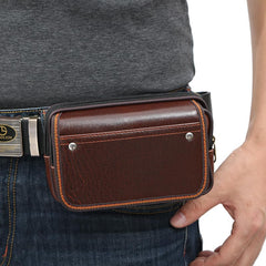 MOMISY Horizontal Mobile Cell Phone Holster Holder Pouch Case Belt Clip Case Leather Case Cover for Men (Brown)