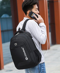 SYGA Men's Business Multifunctional Backpack, Large Capacity Waterproof Travel & Laptop Bag - Black