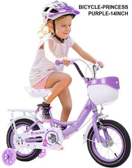 SYGA Princess Bicycles for Kids 3-6 Years Children's Basket Bicycle Magnesium Alloy (14INCH, Pink)