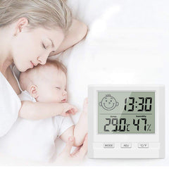 SYGA Digital Indoor Hygrometer Thermometer with Time Display, Accurate Temperature Humidity Monitor Meter for Home, Office, Nursing Room, Greenhouse, Warehouse and More