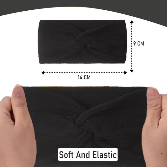 SYGA Baby Headband Nylon Soft Stretchable Bow Hairbands For Newborn Infant Toddler Kids 0-3 Year (Black)