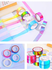 SYGA Pack of 3 Rainbow Laser Tape Stationery Hand Account Color Decoration Waterproof Tape Student Diy Hand(RED-PURPLE-BLUE)