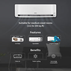 Hitachi 1.5 Ton Class 3 Star Xpandable+ Inverter Split AC (100% Copper, 4-Way Swing, ice Clean, Dust Filter, 3400SXL RAS.D318PCCIBS, White)