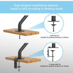 SYGA Monitor Arm for Screens up to 32 Inches, Black, Height Adjustable Stand Fits Most Flat Panel Displays