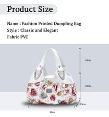 SYGA Women's Printed PU Leather Hobo Bag, Multiple Colors and Patterns, Crossbody Shoulder(WHITE ROSE FLOWER)
