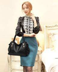 SYGA Women's Large Capacity Casual Crossbody Bag, One Shoulder Strap, Pu Leather Handbags(Black)