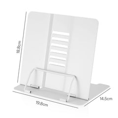 SYGA Reading Bookshelf Metal Mini Book Stand,Book Holder, Hands Free, Adjustable Cookbook,Documents Holder, Portable Bookstand for Music Books, Textbook, Recipe,Tablet, Ipad(White)