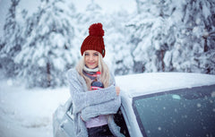 SYGA Winter Beanie Hat For Women Warm Woolen Lining Knit Bobble Pom Pom Skull Cap Fleece Lined Warm Cap Outdoor Hat - Beige, Free Size