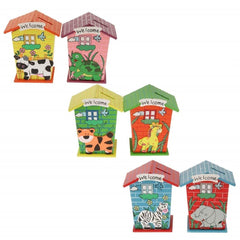 SYGA 1 Piece Small Animal Cartoon Wooden House Money Coin Saving Box Piggy Bank Children Gifts(Random)