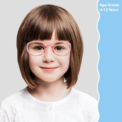 SYGA Children's Anti-Blue Light Glasses Retro Round Red Frame Cute Kids Suitable For Age 4 to 12 Years old